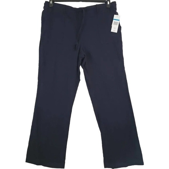 ALEXANDER JORDAN ~Woman Size XL~ Navy Blue Linen DRAWSTRING Pants NWT. - Picture 1 of 11